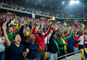 Fans cheering in stadium