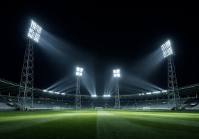 Stadium lights at night